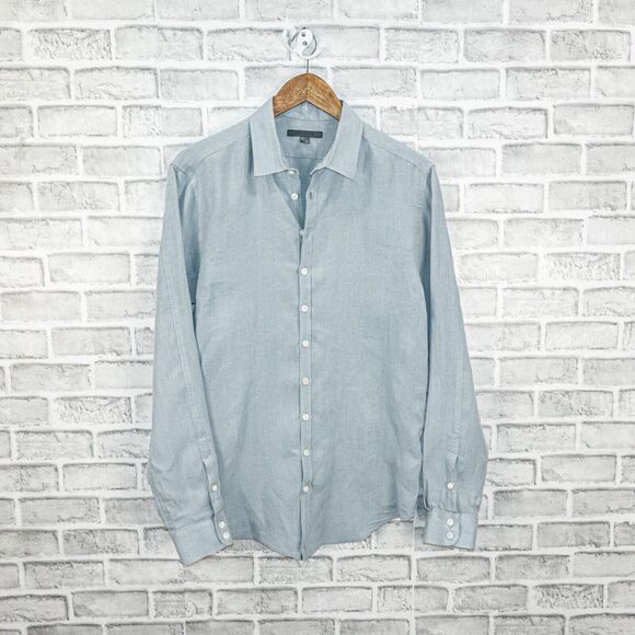 John Varvatos Collection Men's 100% Linen Button up Shirt in blue size Small - Picture 1 of 6